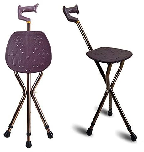 YQZQXWA Bastone da Passeggio Pieghevole Durevole, Sedia con treppiede telescopico, Altezza Regolabile, stampelle Antiscivolo, ausilio per la Mobilità per Anziani disabili, Pesca Innovate