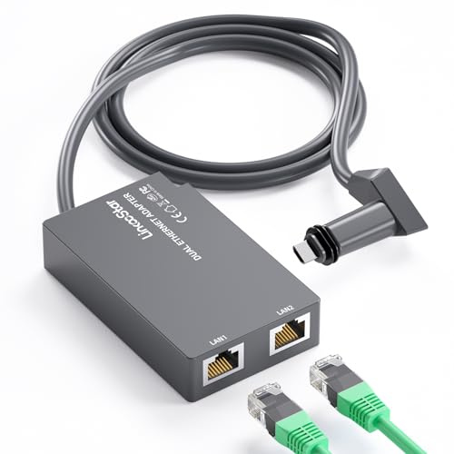 Linkoostar Double Multi-Ports Starlink Ethernet-Adapter für Starlink Gen 2 | Starlink auf RJ45, schnelle und stabile Netzwerkverbindung 1 zu 2 [2 Geräte gleichzeitig vernetzen] – bis zu 1 Gbit/s