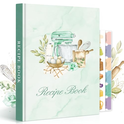 Lanpn B5 Libro di Ricette da Scrivere, Quaderno per Ricette in Pelle Il Mio Ricettario, Recipe Cook Journal Book to Write in Your own Recipes, Libri di Cucina Cooker Girl Libro, Verde, Inglese