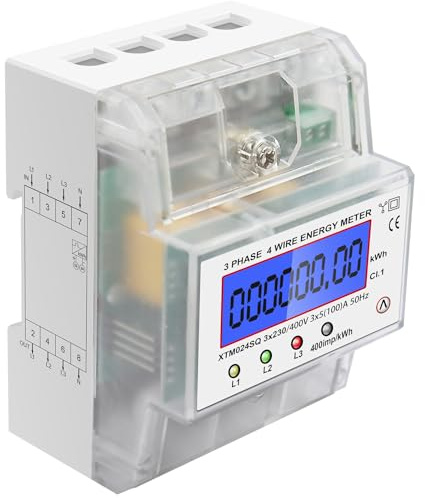 LCD Digitaler Zurücksetzbar Stromzähler, Stromzähler 3-Phasen 4-Draht, Drehstromzähler 230 / 400V, Drehstromzähler Hutschiene