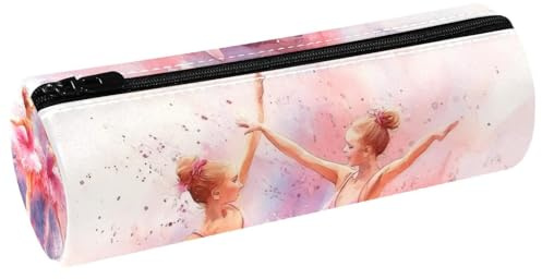 VAPOKF Federmäppchen mit Aufdruck für Mädchen, rosa Ballettkleid, PU-Leder, Stiftetasche, Studenten, Schreibwaren, Organizer, Tasche, Make-up-Tasche für Damen, Mädchen, Jungen, Kinder, Schule