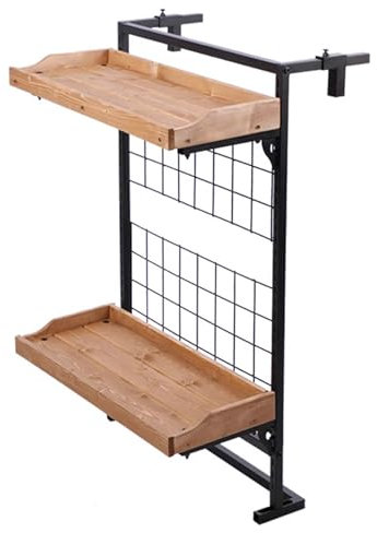 Hanging Railing Planter - 2-Tier Flower Pot Holder for Balcony - Adjustable Storage Rack for Patio, Porch & Garden - Decorative Plant Shelf