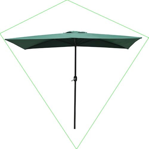QSPNVFB Halbschirm Sonnenschirm Für Wände UV-Schutz Balkonschirm Mit Kurbel 250cm Wandschirm Halb Rechteckig Kurbelschirm 5 Rippen Tragbarer Marktschirm(Dark Green)