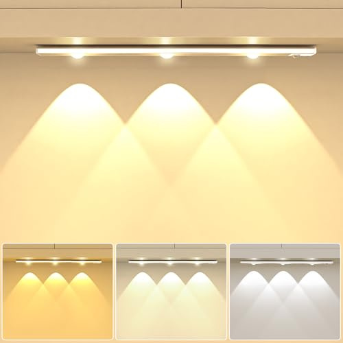 Ylatoial Luce Armadio 30 cm Luce Sottopensile con Sensore di Movimento 4 Modalità, 3 Temperatura Colore, Luminosità Regolabile 1200mAh Senza Fili Luci Notturne per Vetrina, Libreria, Cucina Decora