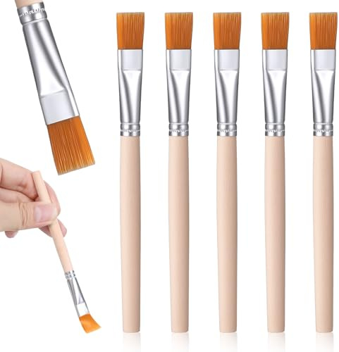 5 Stück Pinsel Set,Nylon Flache Pinsel Kleine Künstlerpinsel mit Holzgriff Flache Acryl Pinsels Nylon Malpinsel Flachpinsel für ölmalerei Aquarellmalerei Gouachemalerei Acrylmalerei Körpermalerei