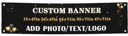 Banner Personalisiert, Werbebanner Selbst Gestalten mit Text/Logo/Foto, Innen und Außendekorationsbanner, Geburtstagsbanner, Events, Hochzeitsbanner, Abschlussfeier (12×47in/30×120cm)