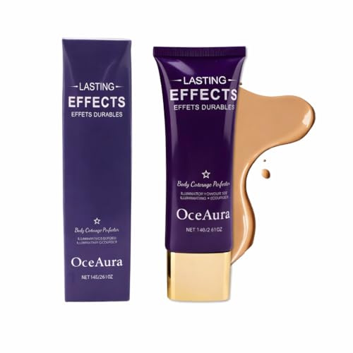 Bein Make Up Wasserfest Body Coverage Perfector, Körper Make Up für gleichmäßigen Hautton, Besenreiser Abdecken Tattoo Cover Up, Langanhaltendes Body Make Up Wasserfest mit 1 Puderquaste Natur