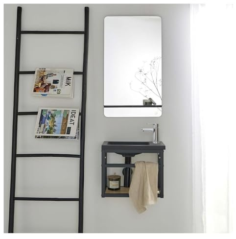 MOB-IN Ensemble Lave-Mains Hampton Gain de Place avec Miroir Tablette