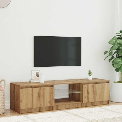 Générique Meuble TV avec lumières LED chêne Artisanal Bois d'ingénierie,Meubles, Meubles TV, Brun (Poids 25KG)