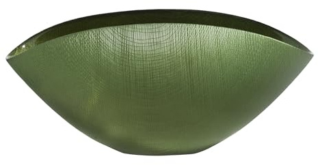 Onlylux Coppa Burano in Vetro Centrifugato Decorato a Mano - Centrotavola Decorativo 28 x 9,5 cm - Coppa in Vetro Artigianale per Arredo Casa - Verde Giada