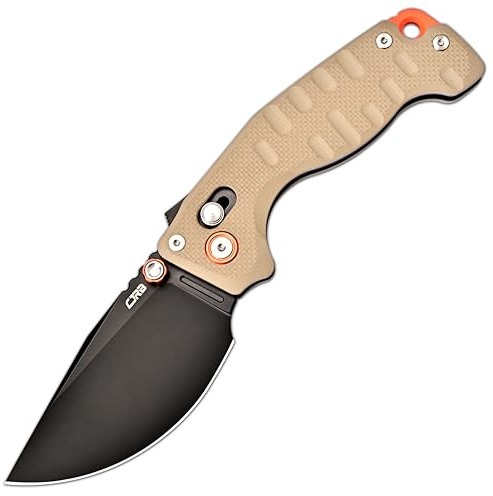 CJRB Doubletap Folding Knife, 3.86” D2 Black PVD Steel Blade with Recoil Lock V2, G10 Handle Pocket Knife for Men Women Camping Hiking Tactical Knife, J1970 Desert
