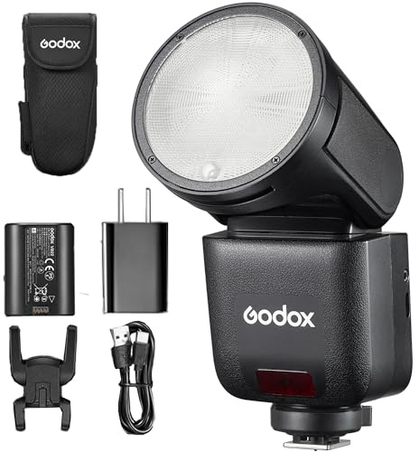 Godox V1 Mid TTL-Kamerablitz mit rundem Kopf, 650 Blitze bei voller Leistung (V1 Mid F)