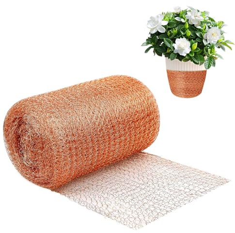 mizikuu schneckenzaun Kupfer, 12mx12.7cm Schneckenschutz hochbeet Kupferband Gegen Schnecken Schneckenzaun Reinem Kupfernetz Kupfergeflecht für Garten Schneckenabwehr Nacktschnecken