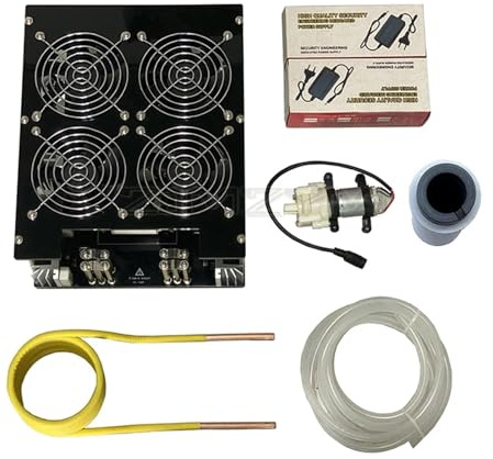 Riscaldatore a induzione, Modulo riscaldatore a induzione ZVS da 5000 W Riscaldamento a induzione ad alta frequenza Scheda PCB Metallo fuso + Bobina + Pompa(With 150ml Crucible)