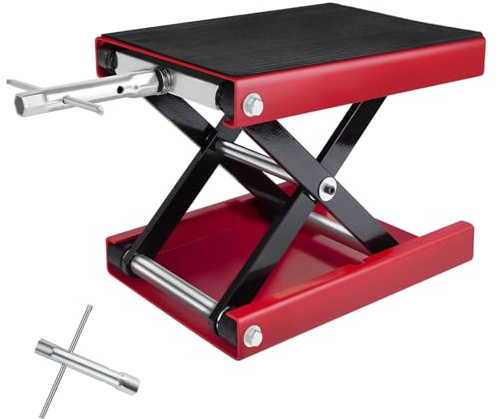 Motorcycle Scissor Lift Jack with Wide Deck, Height Adjustable 98-365mm Motorcycle Jack Stands, Center Hoist Crank Stand, Motorbike Lift Jack Motocross Dirt Bike Repair Maintenance Lifting Stand