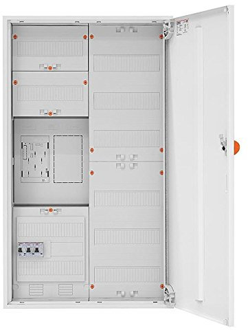 WITTKOWARE Komplett-Zählerschrank für Einfamilienhaus, z.B. für EON oder Bayernwerk, eHZ/1R, Verteilerfeld/APZ, 1x FI-Schalter, 12x Sicherungsautomaten B16A, Verdrahtungsmaterial, SLS 40A