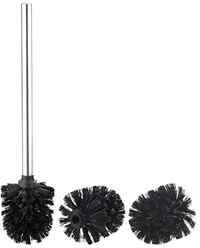 BadeStern Klobürste: WC-Bürste mit Edelstahl-Stiel und 3 Aufsätzen mit Ø 7,5 cm, schwarz (Klobürsten Aufsatz, WC-Bürste 5 cm Durchmesser, Wandhalterung)