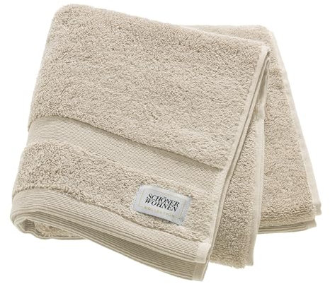 SCHÖNER WOHNEN Asciugamano Viso 50x100 - Beige - altamente assorbente - 100% cotone - Piccolo Telo de Doccia per Ospiti e Mani - bambino in spugna - Oeko-Tex - 500g/m2 - Hotel e B&B