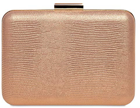 Caspar TA529 elegante Damen Snake Skin Box Clutch Tasche Abendtasche, Farbe:roségold, Größe:Einheitsgröße