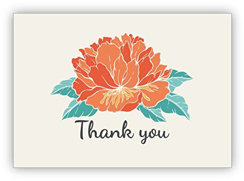 Kartenkaufrausch Edle englische Blumen Dankeskarte mit Hibiskusblüte, beige: Thank you • edle Danksagungs Grußkarte mit Umschlag für Freunde, Familie, Firmen Kollegen