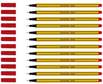 LEVIATAN D400 Fineliner Rot 12 Stück - Feinleiner Stift Bunt Für Den Täglichen Gebrauch Geeignet, Schreib und Schulbedarf - Linienbreite Ca. 0.4 Mm Feinlinerfilzstifte