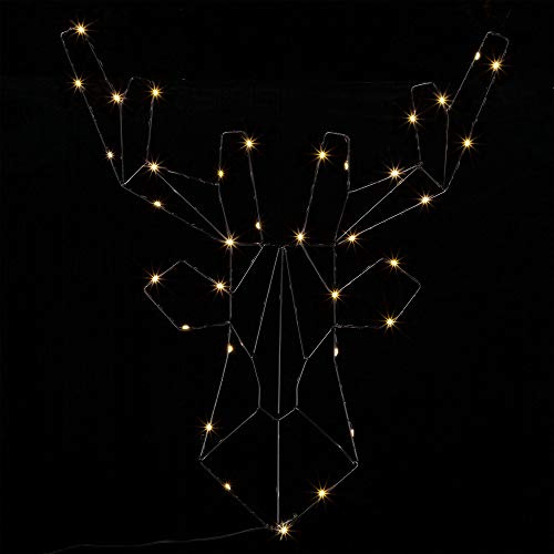 CASARIA® LED Rentier Beleuchtet Innen & Außen Batterie Hängend Timer Hirsch Weihnachten Fensterdeko Deko Weihnachtsbeleuchtung Weihnachtsdeko Fenster