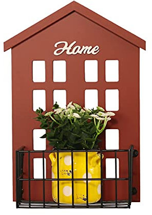 DKLE American Small House Wall Decoration Rack, Creative Home Living Room Wall Hanging Flower Stand, Staircase Storage Wall Decoration, for Plants Patio Garden Corner Balcony Living Room