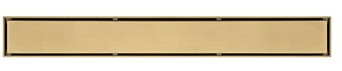 PINCHU Desagüe de ducha lineal de oro cepillado, desagüe de suelo rectangular de 23,6 pulgadas, desagüe de ducha de acero inoxidable con rejilla de inserción de azulejos, cubierta extraíble