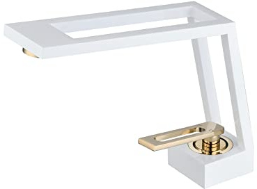 Wasserhahn Bad Waschtischarmatur Weiß Gold - Mischbatterie Waschbecken Armatur Waschbeckenarmatur Kaltwasserhahn - Modern Badarmatur für Badezimmer WC SHUNLI