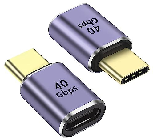 PremiumCord Adattatore USB 4, USB-C Maschio Su USB-C Femmina M/F, Ultraveloce 40 Gbit/s, Porta USB Type-C, Protezione Spina, Alluminio, Colore Grigio Siderale, 1 unità