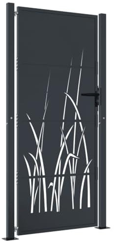 vidaXL Gartentor, Gartentür mit Gras-Design, Abschließbar Hoftor Eingangstor für Garten Terrasse, Tor Zauntor Gartenpforte, Anthrazit 105x180 cm Stahl