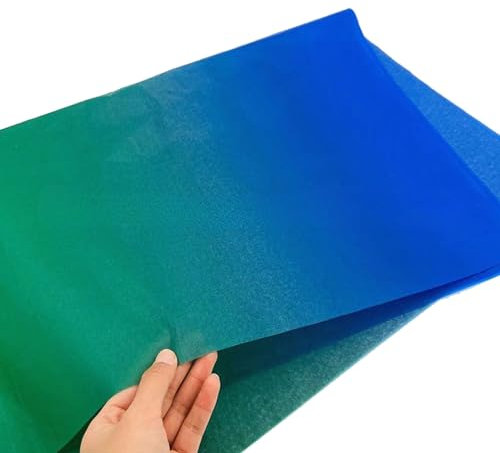 Grünes und blaues Decoupage Seidenpapier Geschenkpapier mit Farbverlauf,Blumen-Geschenkpapier,Blumenstrauß-Geschenkpapier,Hochzeits-Geschenkpapier, DIY Handwerk Geschenkpapier-50x70 cm-20 Blatt