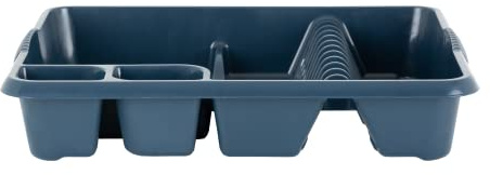 TENLITE High Grade Plastic NAVY Colour Large Dish Drainer Tray Utensil Holder, Draining Board, Dish Drying Rack for Plates and Cutlery 46.50 x 38.00 x 9.00 cm For Kitchen Countertop (1)