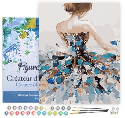Figured'Art Peinture par Numéro Adulte avec Cadre Danseuse Classique de dos - Activité Manuelle Kit de Loisir Créatif DIY Numéro d'Art Complet - 40x50cm toile tendue sur châssis