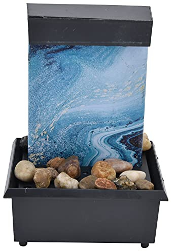 USB Zimmerbrunnen mit Marmor-Design,Tischbrunnen Kunststoff Zimmerbrunnen 3V USB Marmor Brunnen Ornamente Led Tischbrunnen Mit Steinen Für Tischdekoration Brunnen Ornament