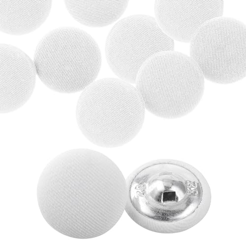 Abeillo 10 Pcs 20mm Aluminum SEWING_BUTTON, White Round Cloth Button for Sewing and DIY Projects, Ideal for Suits Dress Gowns Blouses etc.