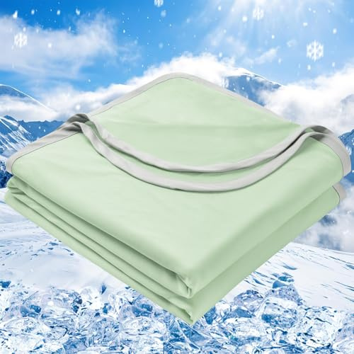 PHF Double Cooling Blanket Single Size for Hot Sleepers, Double Side Arc-Chill Q-Max>0.5 Cooling Blanket for Night Sweats to Keep Cool, 130 x 150cm, Green