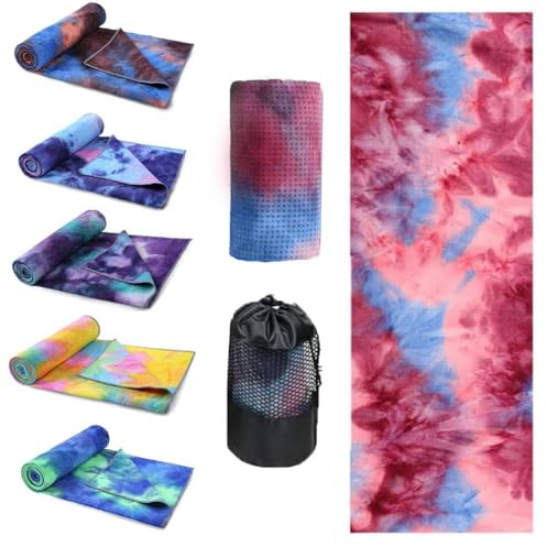 Oaygat Toalla de Yoga Antideslizante con Puntos de Agarre, Manta de Yoga de Secado rápido, Toalla de Microfibra súper Suave Absorbente del Sudor con Bolsa de Transporte de Malla, Ideal para Yoga Cali