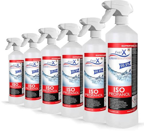 Isopropanol 99,9% Reiniger in Sprühflasche – 6x1 Liter | Hochprozentiger IPA Reinigungsalkohol für Haushalt & Elektronik | Made in Germany (Spray 6x1 Liter)
