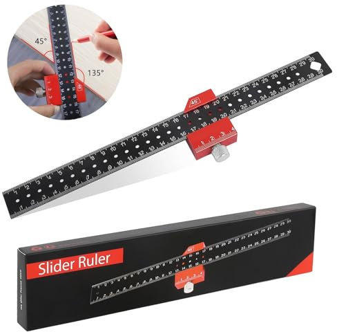 Kombinationswinkel Set Streichmaß 300mm Anreisswerkzeug von 45°,90°Anschlaglineal zum Markieren aus Metall mit Linealanschlag Zimmermannswinkel für Holzbearbeitung Heimwerken Handwerk