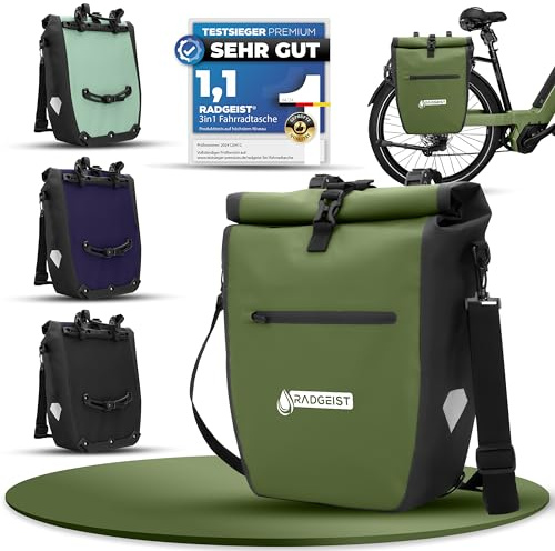 RADGEIST Unisex cykelväska packväska, Grön 20 l, Einzeln, 100 % vattentät