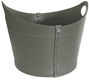 LIMAC Design CADIN Holzkorb aus Leder, moderne Brennholztasche, Originale Kaminholztasche, Kaminholzkorb, mit gummierten Rädern, Hergestellt in Italien. (Taupe)