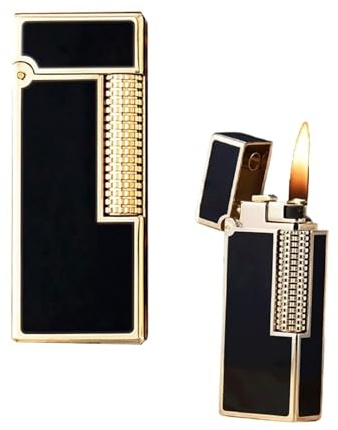 Retro Kerosinfeuerzeug Winddicht Retro Schleifscheibe Feuerzeug Metall Zündrolle Soft Flame Feuerzeug nachfüllbares Benzinfeuerzeug(Gold)