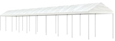 Gecheer Cenador con techo blanco 20,07 x 2,28 x 2,69 m de polietileno, cenador de exterior, parasol, cenador con lona, pabellón de jardín, carpa para fiestas, cenador para barbacoa, A3155509