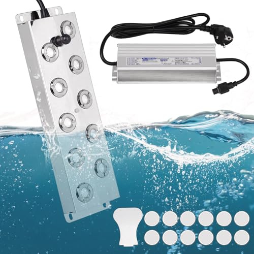 MUALROUS Brumisateur à ultrasons à 10 têtes, 7L/H Brumisateur à ultrasons Humidificateur à brouillard ultrasonique Alimentation étanche 350W pour Pond Serre Rockery Pelouse Décoration d’Halloween