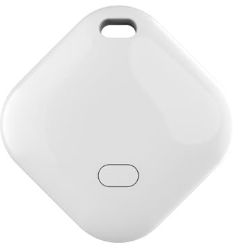 BuLuHAHA Key Finder, Bluetooth Tracker Works with Apple Find My (iOS Only), Luggage Tracker for Suitcases, Replaceable Battery, Waterproof, Airtag for Keys, Bags, Luggage & Pets. (White, 1 Pack)