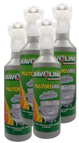 PULITOREGRILL, Schiuma sciogli grassi per grill e barbecue puliti, sgrassati e brillanti, 500 ml. (4 Unità)