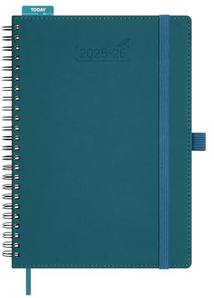 BEZEND Kalender 2026 Wochenplaner A5,18-Monate Juli 25-Dez 26,Buchkalender Ringbuch PU-Leder Softcover 1 Woche 2 Seiten mit Stifthalter - Dunkelgrün