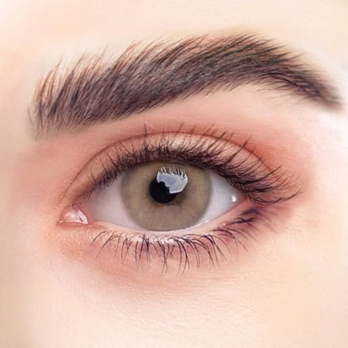 REHLEIN farbige Kontaktlinsen - BEIGEBRAUN - 2 Stk. inkl. gratis Behälter - braune Kontaktlinsen - farbige Monatslinsen - natürliches Design - hohe Deckkraft (BEIGEBRAUN, 1 Paar (2 Stück), -1.50)