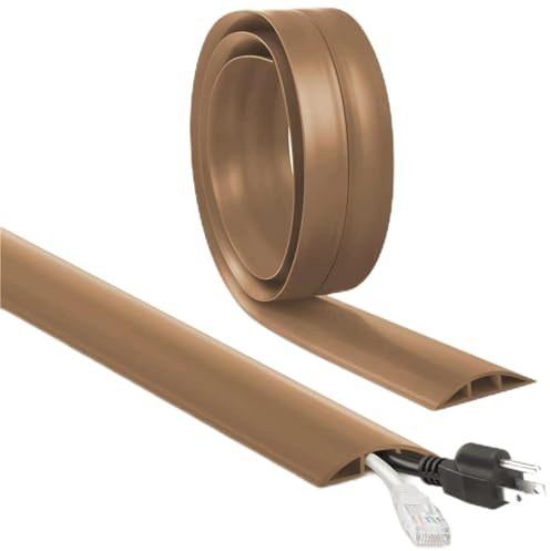 Kabelkanal Selbstklebend Flexibel - 6M x 30mm x 10mm Kabelschutz, Flach für Boden, Haus, Büro, Schule, Lager (Braun)